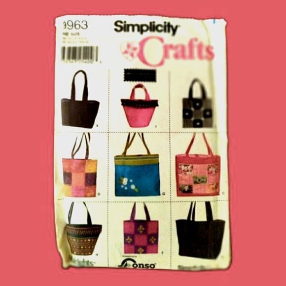SIMPLICITY Crafts Pattern Totes BAGS Purses Heigl Nordstrom DESIGNS 9963 - Picture 1 of 2